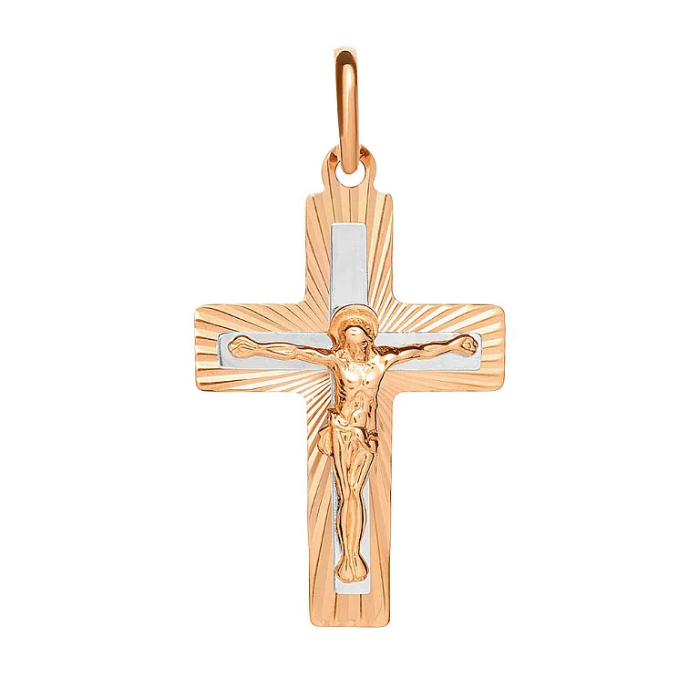 Крестик из комбинированого золота. Артикул 521123н: цена, отзывы, фото – купить в интернет-магазине AURUM