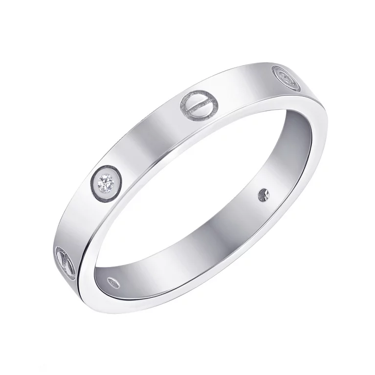 Кольцо "Love" с фианитом из серебра. Артикул 7501/4406: цена, отзывы, фото – купить в интернет-магазине AURUM