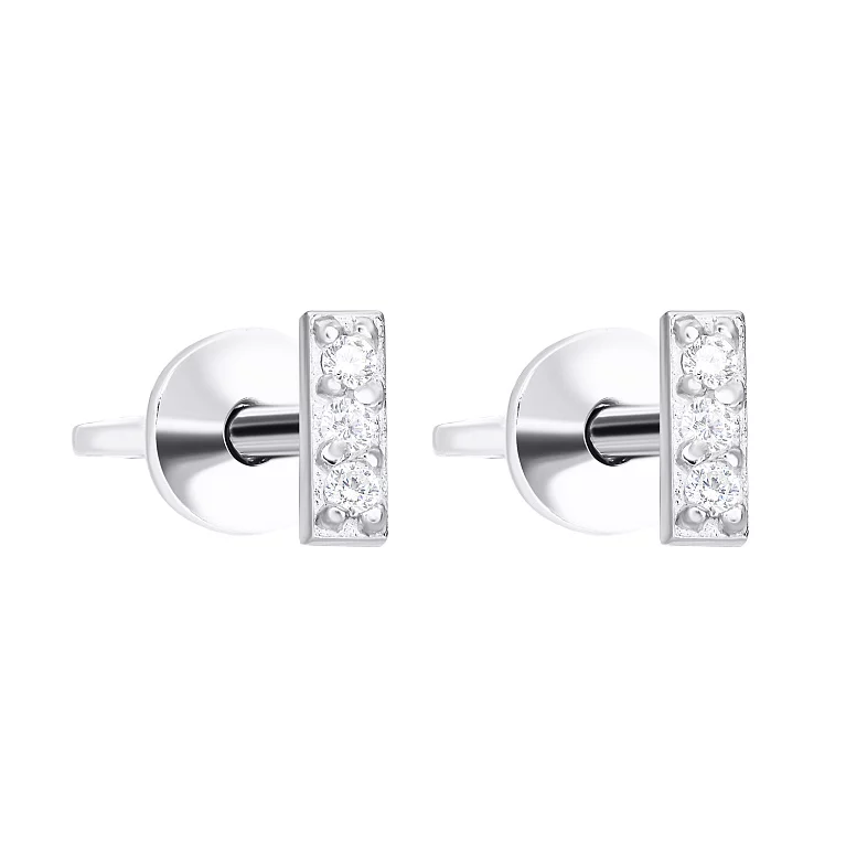 Сережки-гвоздики зі срібла з фіанітами . Артикул 7518/20614: ціна, відгуки, фото – купити в інтернет-магазині AURUM