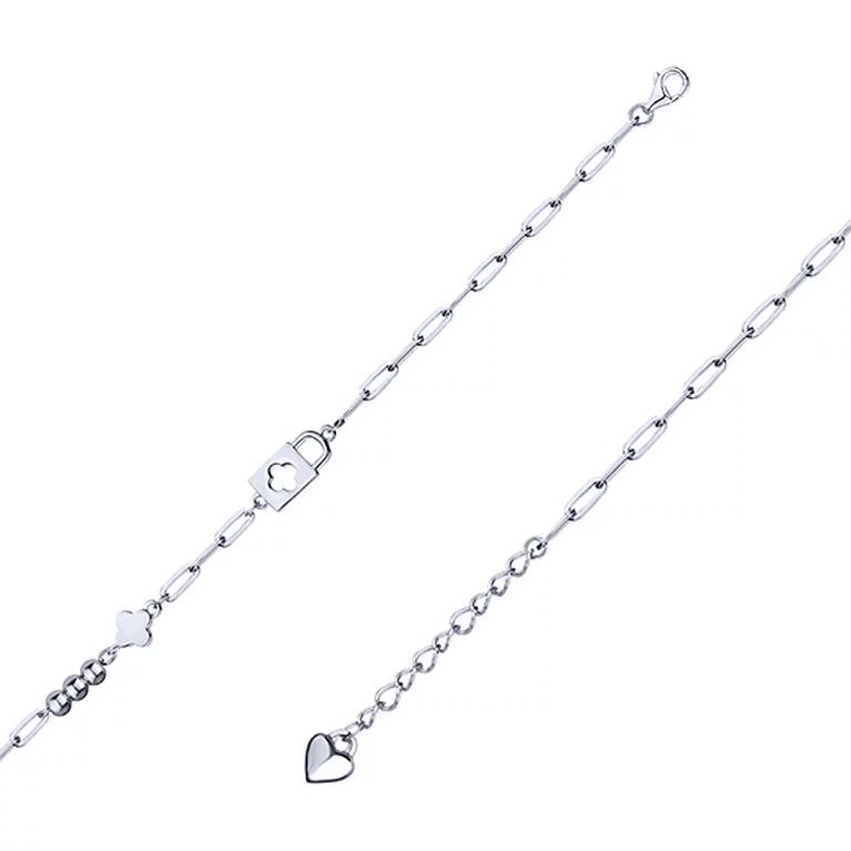 Браслет серебряный "Клевер" плетение якорь. Артикул 7509/3141: цена, отзывы, фото – купить в интернет-магазине AURUM
