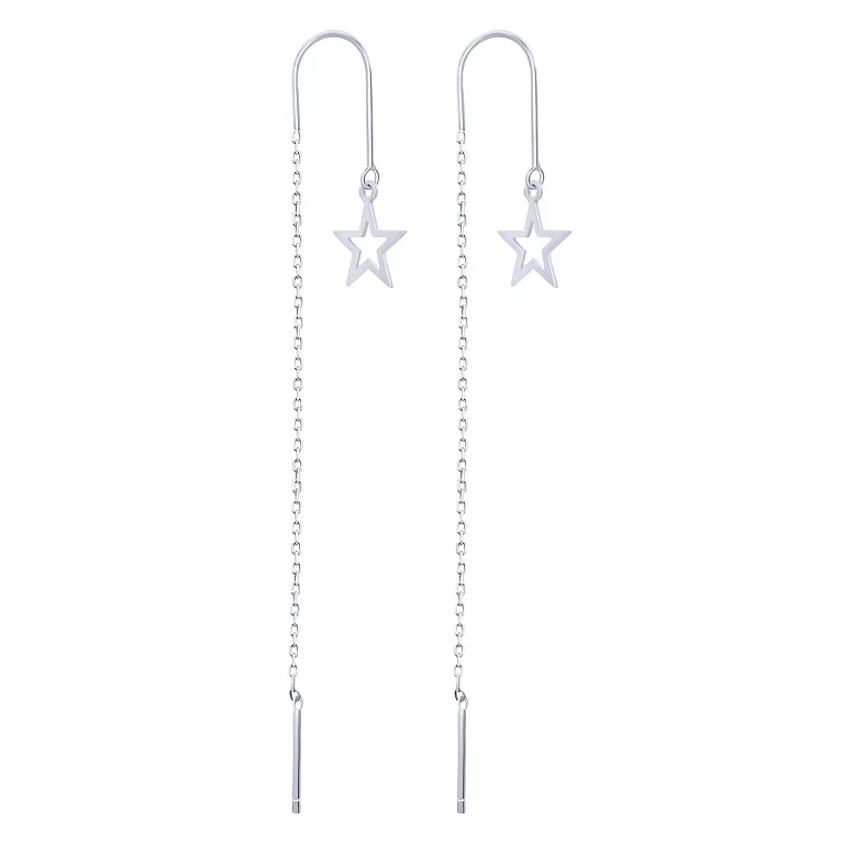 Сережки-протяжки срібні з підвісною зірочкою. Артикул 7502/С2/1551: ціна, відгуки, фото – купити в інтернет-магазині AURUM