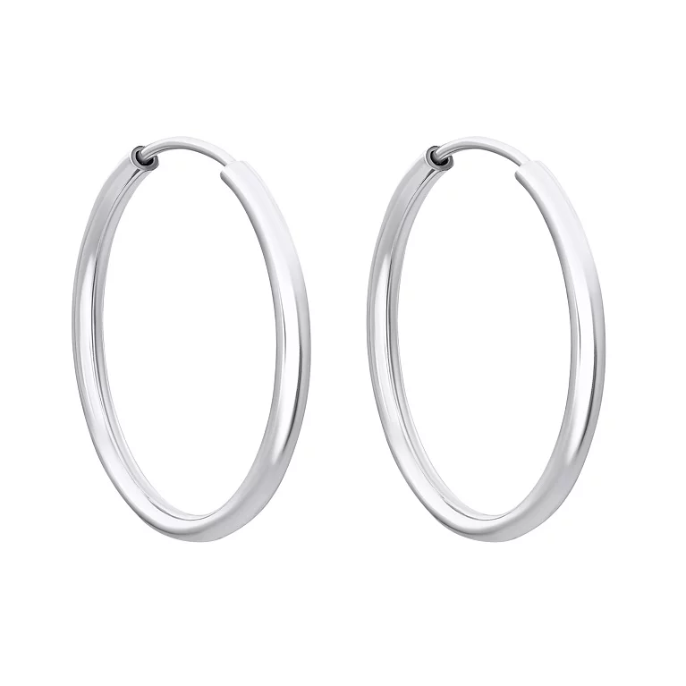 Сережки-кільця зі срібла з родіюванням. Артикул 7502/25120: ціна, відгуки, фото – купити в інтернет-магазині AURUM
