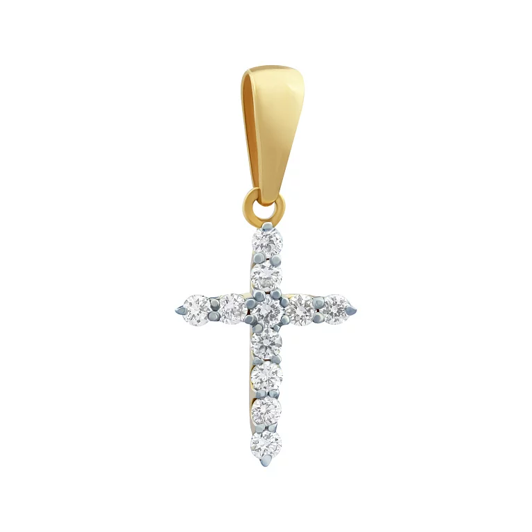 Крестик из красного золота с бриллиантами. Артикул П466: цена, отзывы, фото – купить в интернет-магазине AURUM