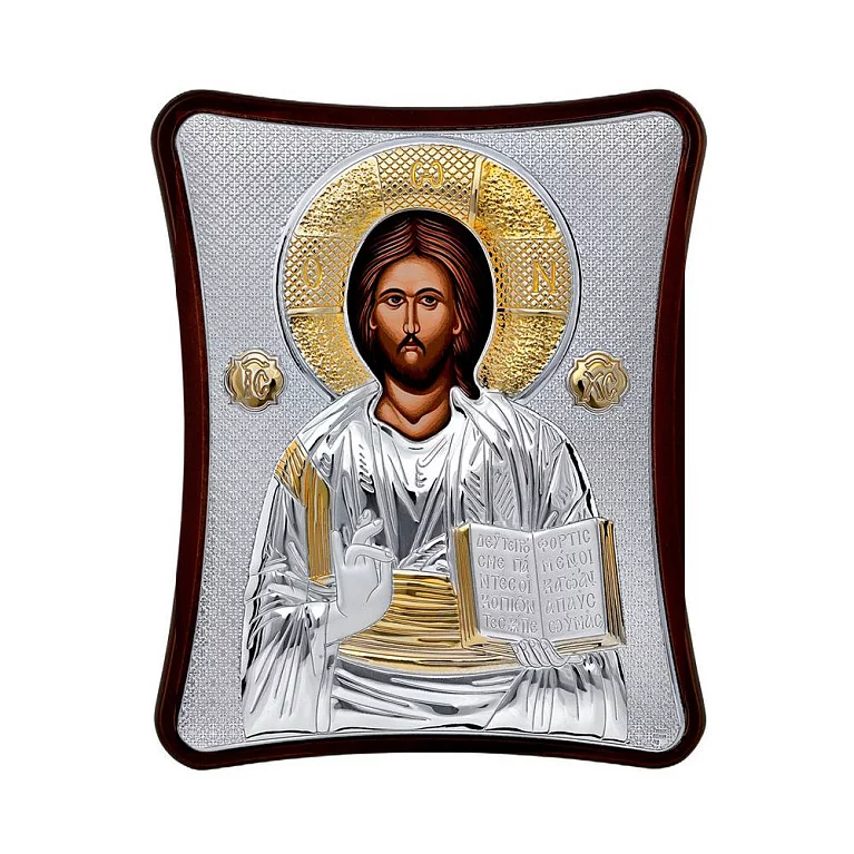 Срібна ікона з позолотою "Христос Спаситель" 150х120 мм. Артикул MA/E1407/2X: ціна, відгуки, фото – купити в інтернет-магазині AURUM