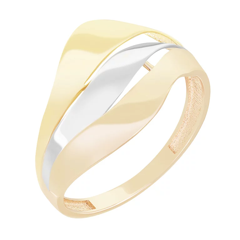 Широкое кольцо из комбинированного золота. Артикул 214663604: цена, отзывы, фото – купить в интернет-магазине AURUM
