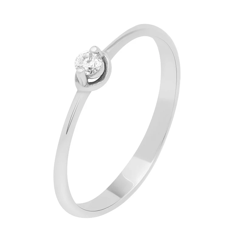 Каблучка для заручин у білому золоті з діамантом. Артикул 12020/1б: ціна, відгуки, фото – купити в інтернет-магазині AURUM