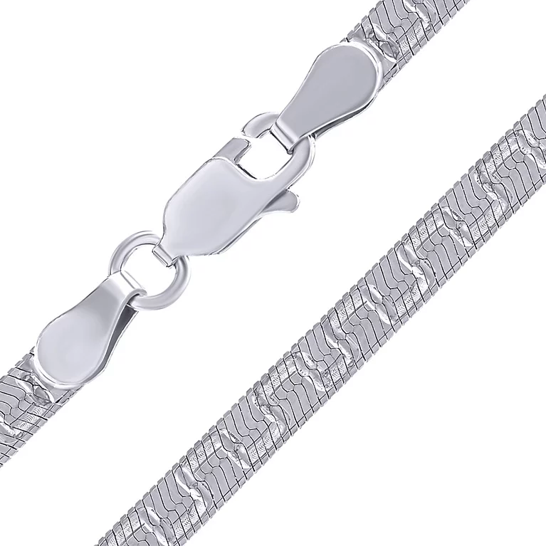 Ланцюг срібний плетіння плоский снейк. Артикул 7508/823Р10/45: ціна, відгуки, фото – купити в інтернет-магазині AURUM