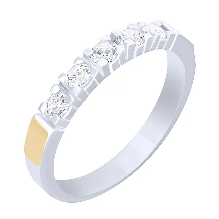 Серебряное кольцо с фианитами и позолотой. Артикул 7201/2020: цена, отзывы, фото – купить в интернет-магазине AURUM
