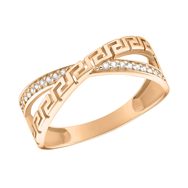 Золотой кольцо "Переплетение" с фианитами. Артикул 155270: цена, отзывы, фото – купить в интернет-магазине AURUM