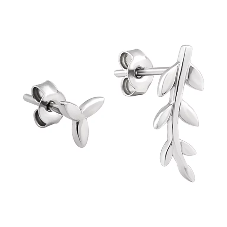 Сережки-гвоздики зі срібла "Листочки". Артикул 7518/ВС-162р: ціна, відгуки, фото – купити в інтернет-магазині AURUM
