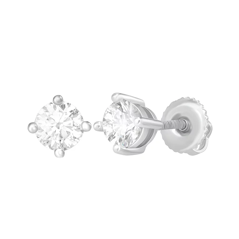 Серьги-гвоздики из серебра с фианитом. Артикул 7518/С2С/415: цена, отзывы, фото – купить в интернет-магазине AURUM