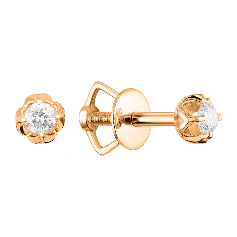 Золоті сережки-гвоздики з діамантами. Артикул С2545: ціна, відгуки, фото – купити в інтернет-магазині AURUM