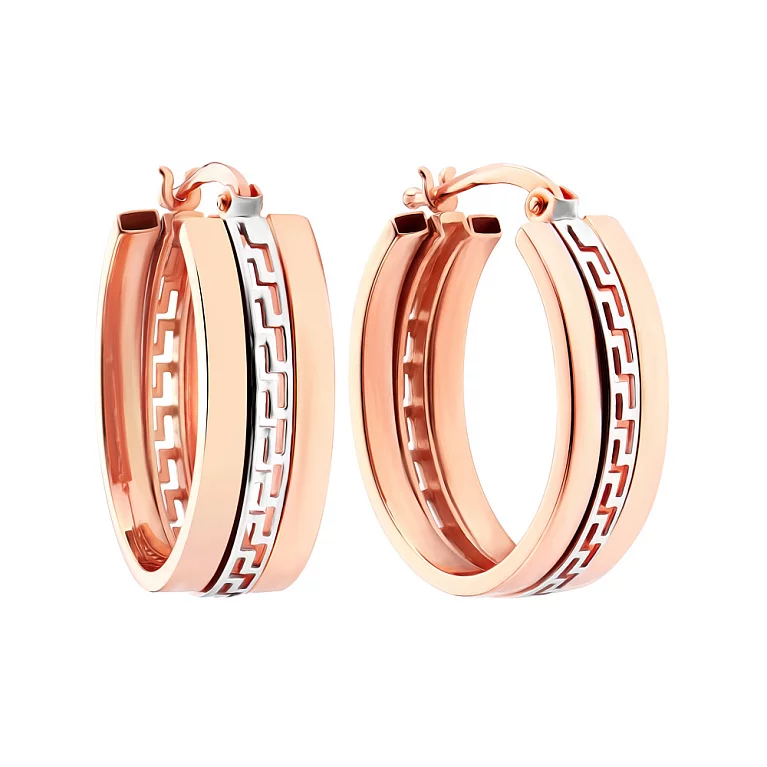 Сережки-кольца из комбинированного золота. Артикул 105860: цена, отзывы, фото – купить в интернет-магазине AURUM
