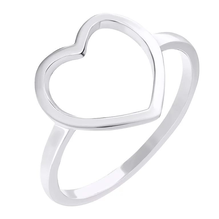 Серебряное кольцо "Сердечко" с родированием. Артикул 7501/10489: цена, отзывы, фото – купить в интернет-магазине AURUM