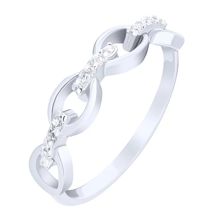 Кольцо из серебра в форме цепочки с фианитами. Артикул 7501/ЛК-0307р: цена, отзывы, фото – купить в интернет-магазине AURUM