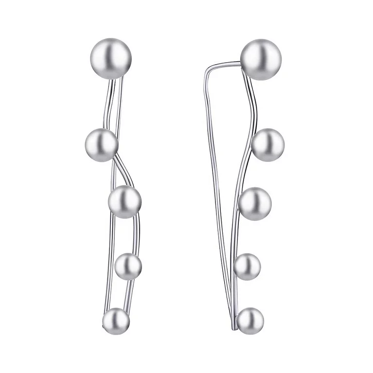 Сережки-петлі зі срібла "Кулі". Артикул 7502/С2/1215: ціна, відгуки, фото – купити в інтернет-магазині AURUM