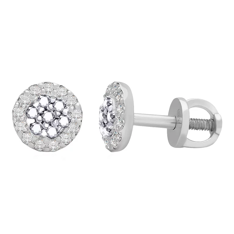 Сережки-гвоздики з білого золота з діамантами. Артикул 102-10072б: ціна, відгуки, фото – купити в інтернет-магазині AURUM
