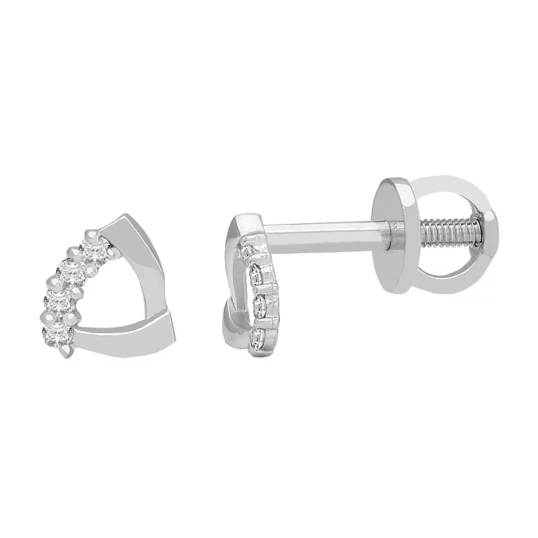 Сережки-гвоздики з білого золота з діамантами. Артикул 102-10061б: ціна, відгуки, фото – купити в інтернет-магазині AURUM