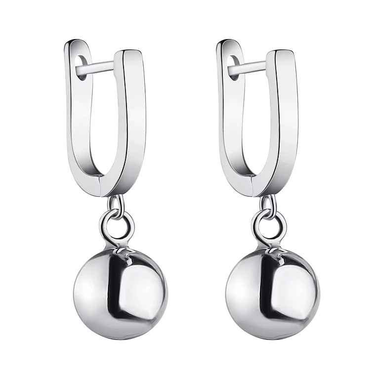 Сережки з підвісами "Кулі" з срібла. Артикул 7502/080: ціна, відгуки, фото – купити в інтернет-магазині AURUM