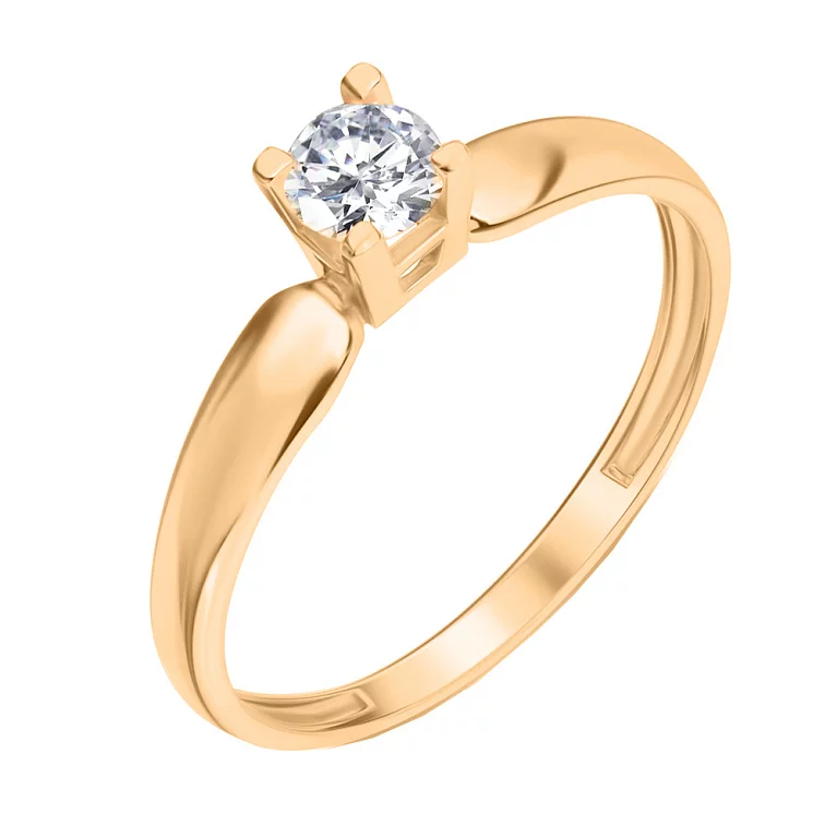 Помолвочное кольцо в красном золоте с фианитом. Артикул 154823: цена, отзывы, фото – купить в интернет-магазине AURUM