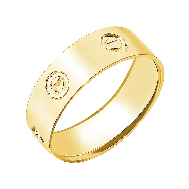 Кольцо "Love" из желтого золота. Артикул 154613ж: цена, отзывы, фото – купить в интернет-магазине AURUM