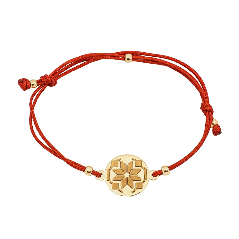 Шелковый браслет со вставкой из красного золота "Фрагмент орнамента" . Артикул 505-01465к(з): цена, отзывы, фото – купить в интернет-магазине AURUM