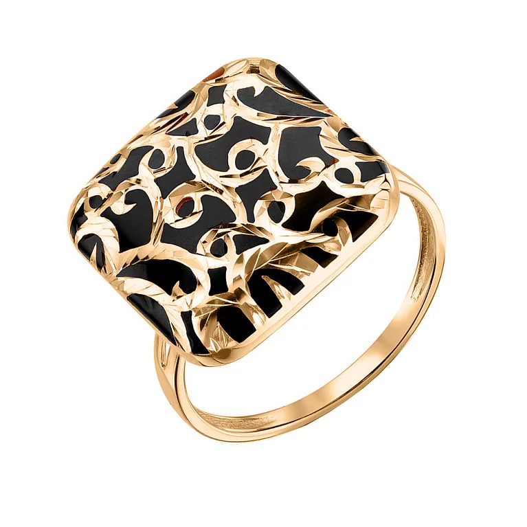 Золотое кольцо квадратной формы с черной эмалью. Артикул 1191710101/2: цена, отзывы, фото – купить в интернет-магазине AURUM