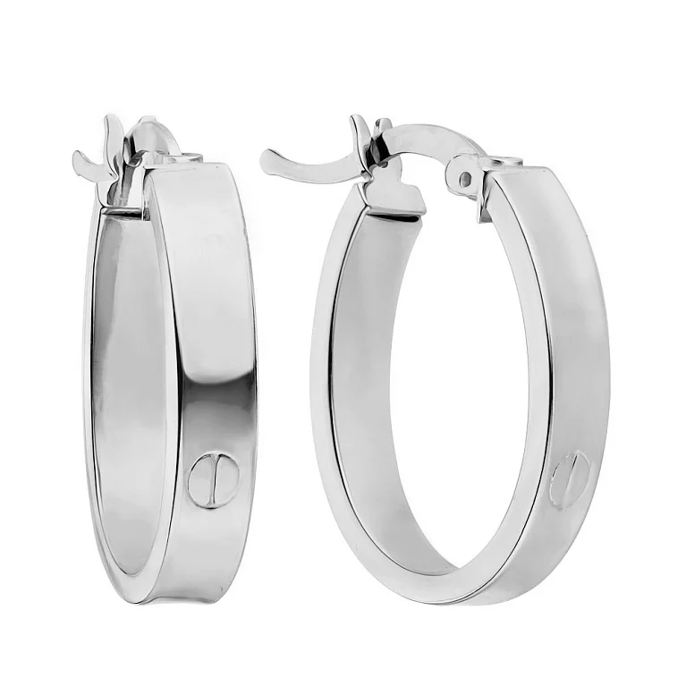 Сережки-кольца "Love" из белого золота. Артикул 105914/20б: цена, отзывы, фото – купить в интернет-магазине AURUM