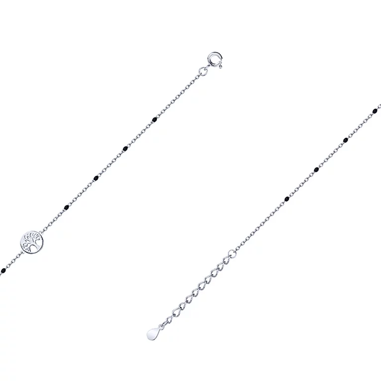 Срібний браслет "Дерево життя" з емаллю плетіння якір. Артикул 7509/4056еч: ціна, відгуки, фото – купити в інтернет-магазині AURUM