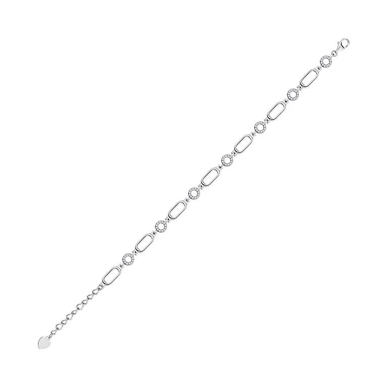 Браслет з срібла з фіанітом плетіння фантазія. Артикул 7509/3565: ціна, відгуки, фото – купити в інтернет-магазині AURUM
