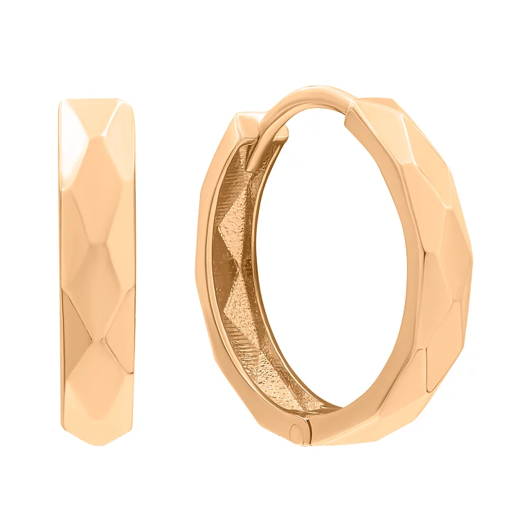 Золоті сережки-кільця з геометричними гранями. Артикул 2009192101: ціна, відгуки, фото – купити в інтернет-магазині AURUM