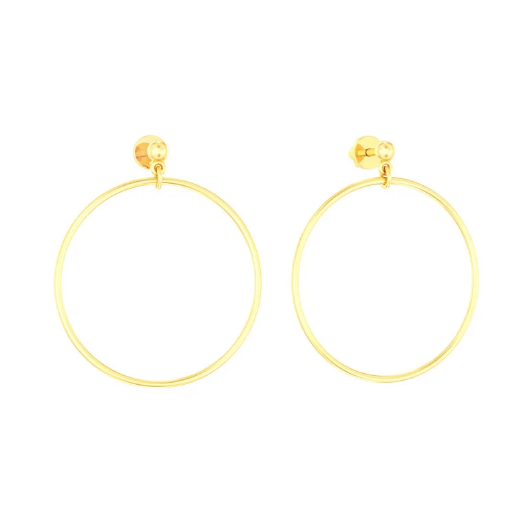 Сережки-гвоздики из лимонного золота с подвесами "Кольца". Артикул 110622ж: цена, отзывы, фото – купить в интернет-магазине AURUM