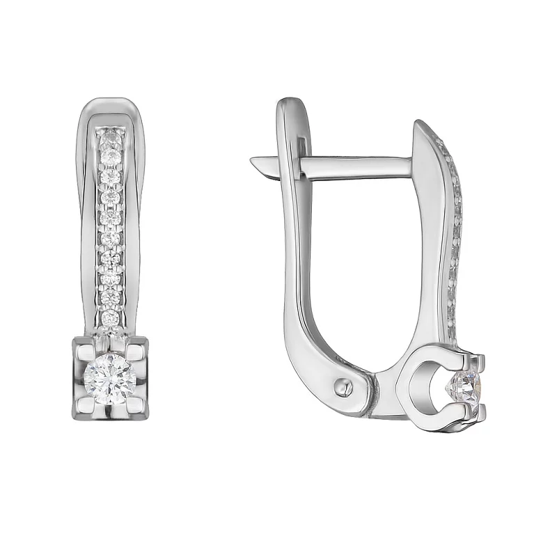 Золоті сережки з діамантом. Артикул 2191400202: ціна, відгуки, фото – купити в інтернет-магазині AURUM