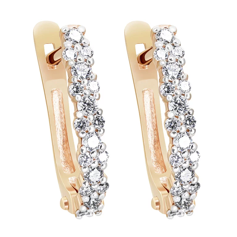 Золоті сережки з доріжкою діамантів. Артикул 2192053201: ціна, відгуки, фото – купити в інтернет-магазині AURUM