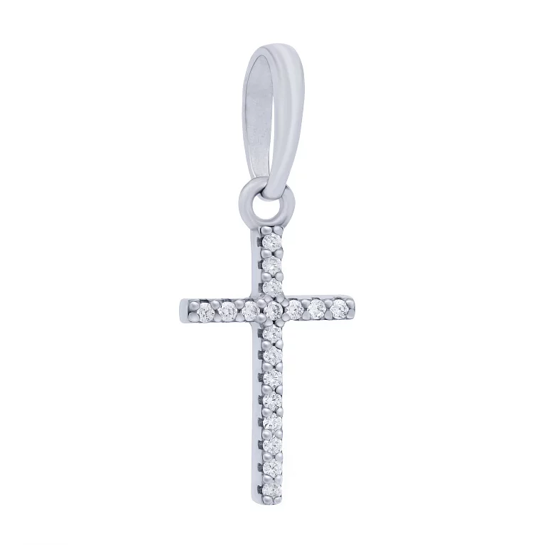 Срібний хрестик з доріжкою фіанітів. Артикул 7504/89011б: ціна, відгуки, фото – купити в інтернет-магазині AURUM