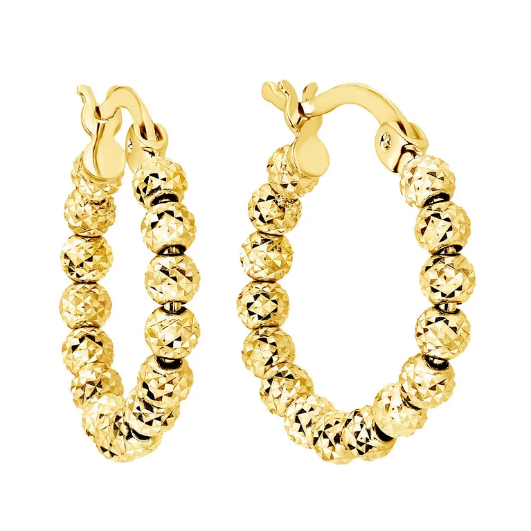 Сережки-кольца с шариками из лимонного золота. Артикул 105474/20ж: цена, отзывы, фото – купить в интернет-магазине AURUM