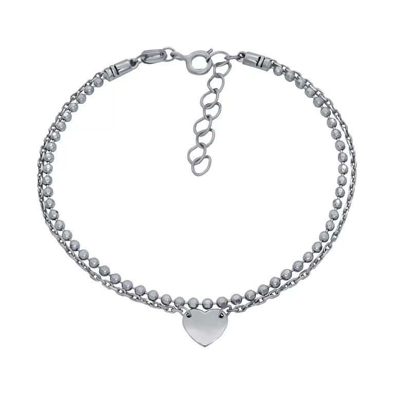 Срібний браслет "Серце" в комбінованому плетінні. Артикул 7509/46010р: ціна, відгуки, фото – купити в інтернет-магазині AURUM