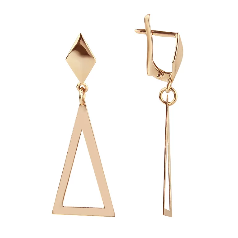 Золоті сережки з підвісами "Трикутники". Артикул 400049: ціна, відгуки, фото – купити в інтернет-магазині AURUM