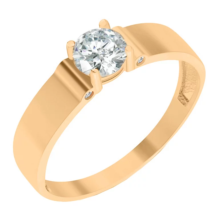 Помолвочное кольцо в красном золоте с фианитами. Артикул 154827: цена, отзывы, фото – купить в интернет-магазине AURUM