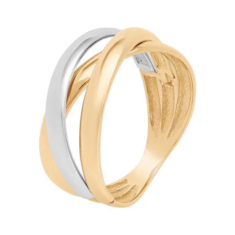 Кольцо из комбинированного золота "Переплетение". Артикул 1091589112: цена, отзывы, фото – купить в интернет-магазине AURUM