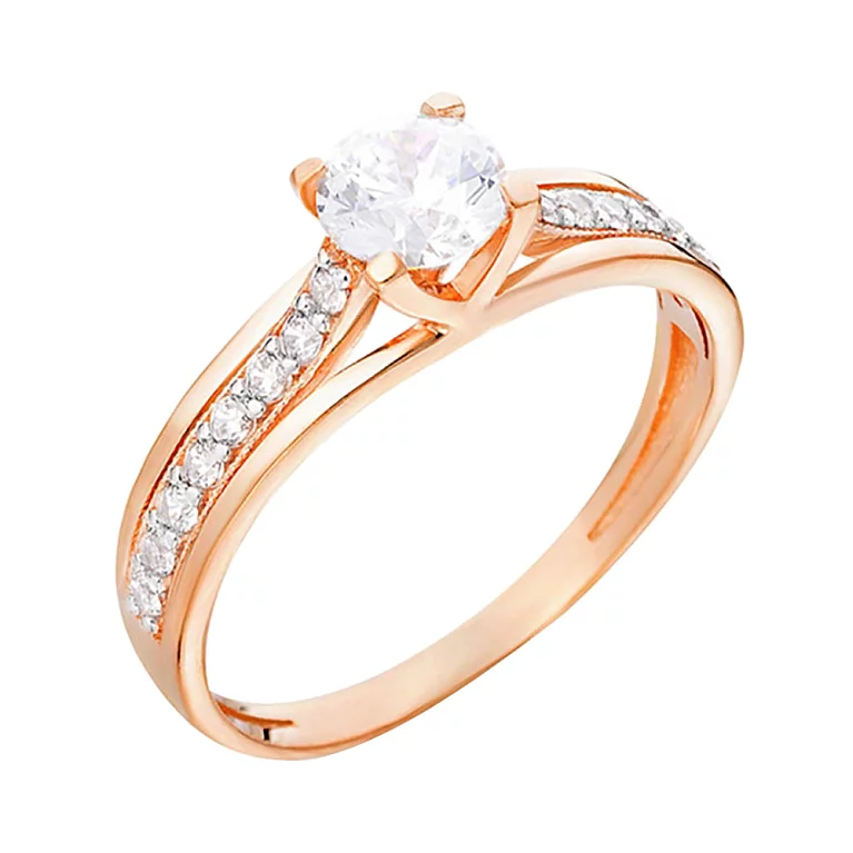 Золотое кольцо с фианитом. Артикул 140443: цена, отзывы, фото – купить в интернет-магазине AURUM