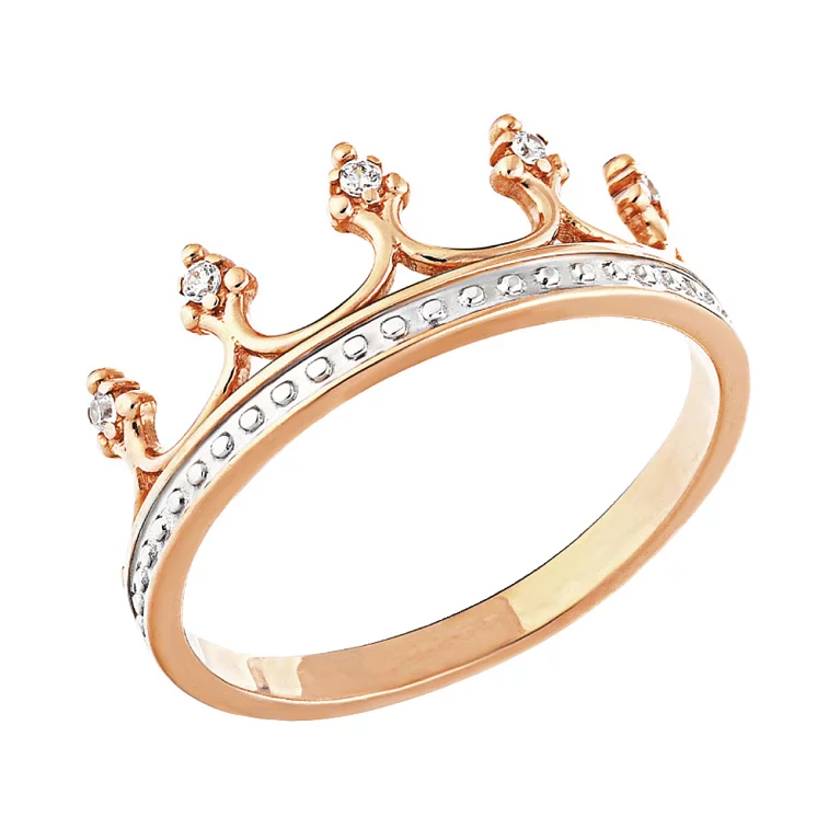 Золотое кольцо "Корона" с фианитом. Артикул 140720: цена, отзывы, фото – купить в интернет-магазине AURUM