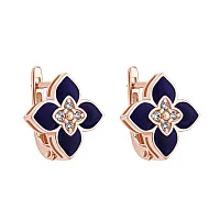 Сережки "Цветок" из красного золота с эмалью и фианитами - 1927379 Сережки "Цветок" из красного золота с эмалью и фианитами - 1927379