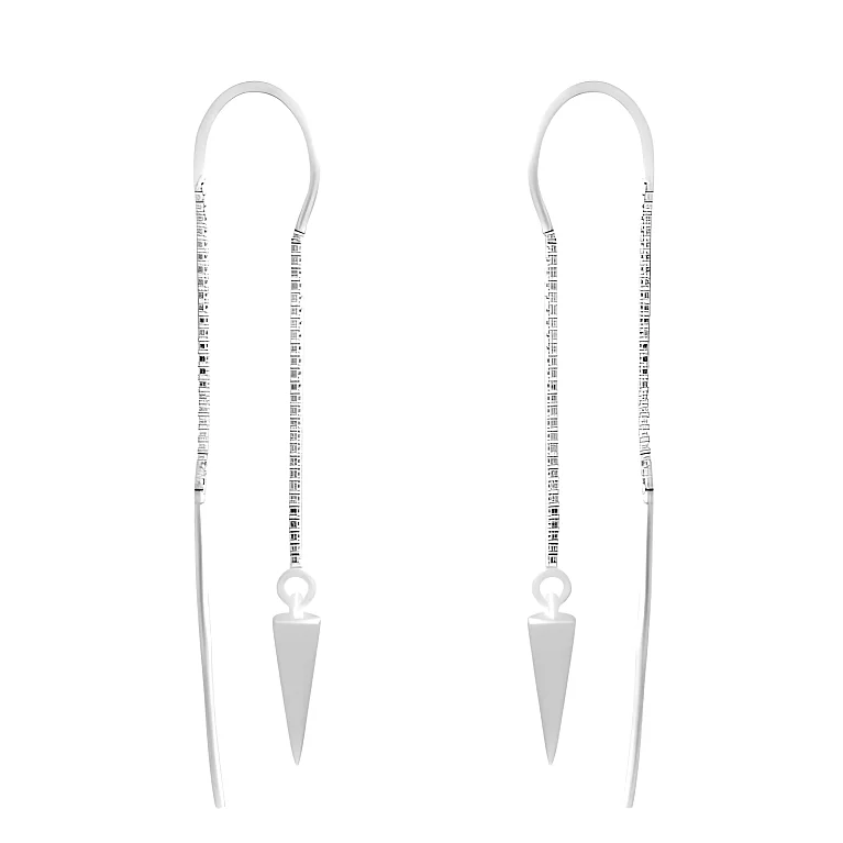 Сережки-протяжки зі срібла з підвісками "Трикутник". Артикул 7502/1583982: ціна, відгуки, фото – купити в інтернет-магазині AURUM