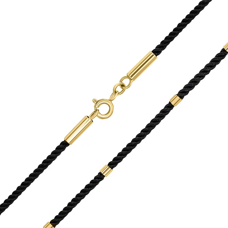 Шелковый шнурок с вставками из лимонного золота. Артикул 360144ж: цена, отзывы, фото – купить в интернет-магазине AURUM