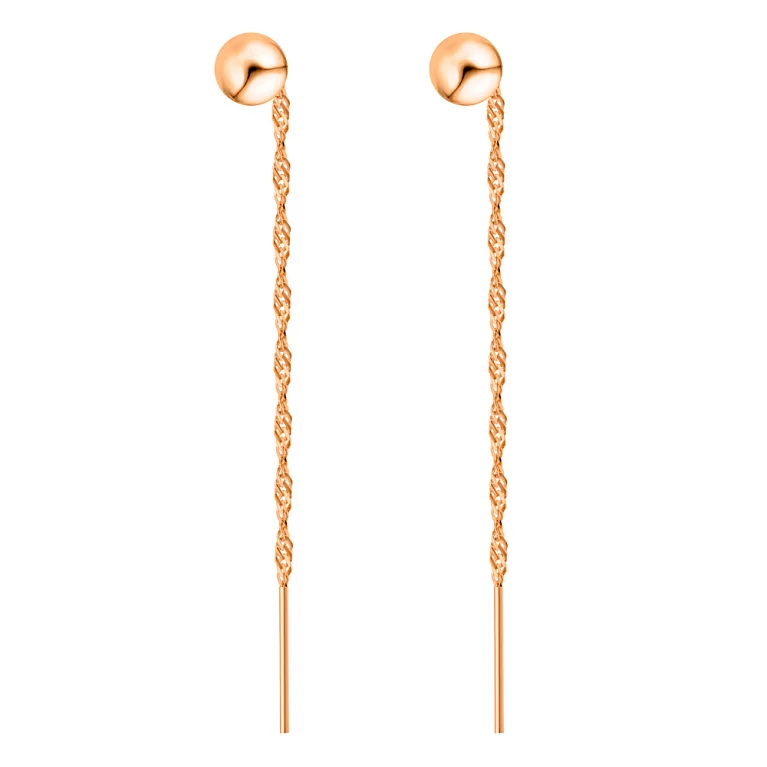 Сережки-протяжки из красного золота "Шар". Артикул 106692/2: цена, отзывы, фото – купить в интернет-магазине AURUM
