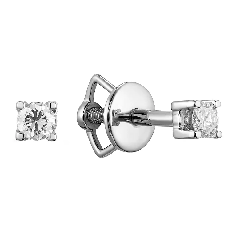 Золоті сережки-гвоздики з діамантами. Артикул С2385б: ціна, відгуки, фото – купити в інтернет-магазині AURUM