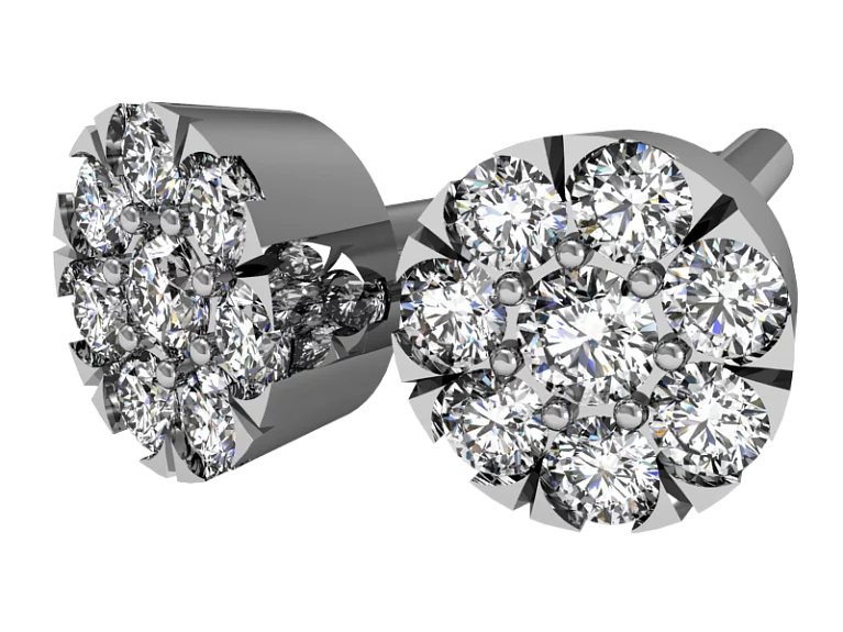 Сережки-гвоздики з білого золота з діамантами. Артикул 0881-2: ціна, відгуки, фото – купити в інтернет-магазині AURUM