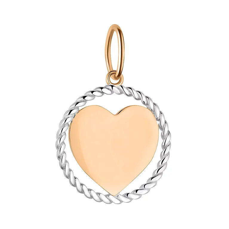 Подвес из комбинированного золота круглой формы с "Сердце". Артикул 424550р: цена, отзывы, фото – купить в интернет-магазине AURUM