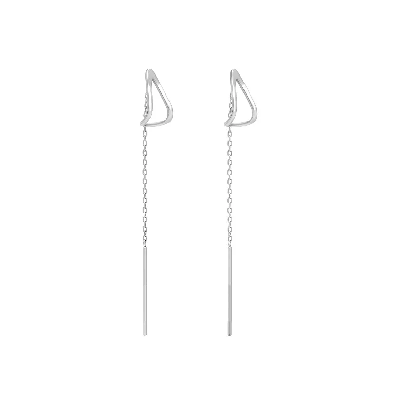 Сережки-протяжки в білому золоті в геометричній формі. Артикул 2010100102: ціна, відгуки, фото – купити в інтернет-магазині AURUM